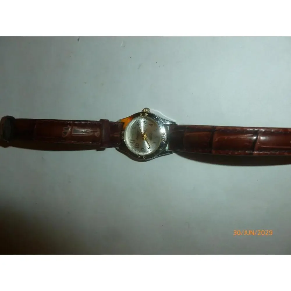 Vintage‎ Gruen Diamond Precision Quartz Brown Leather Band